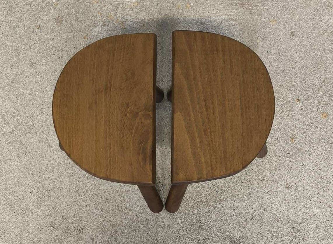 Vintage wooden tripod stool pair.