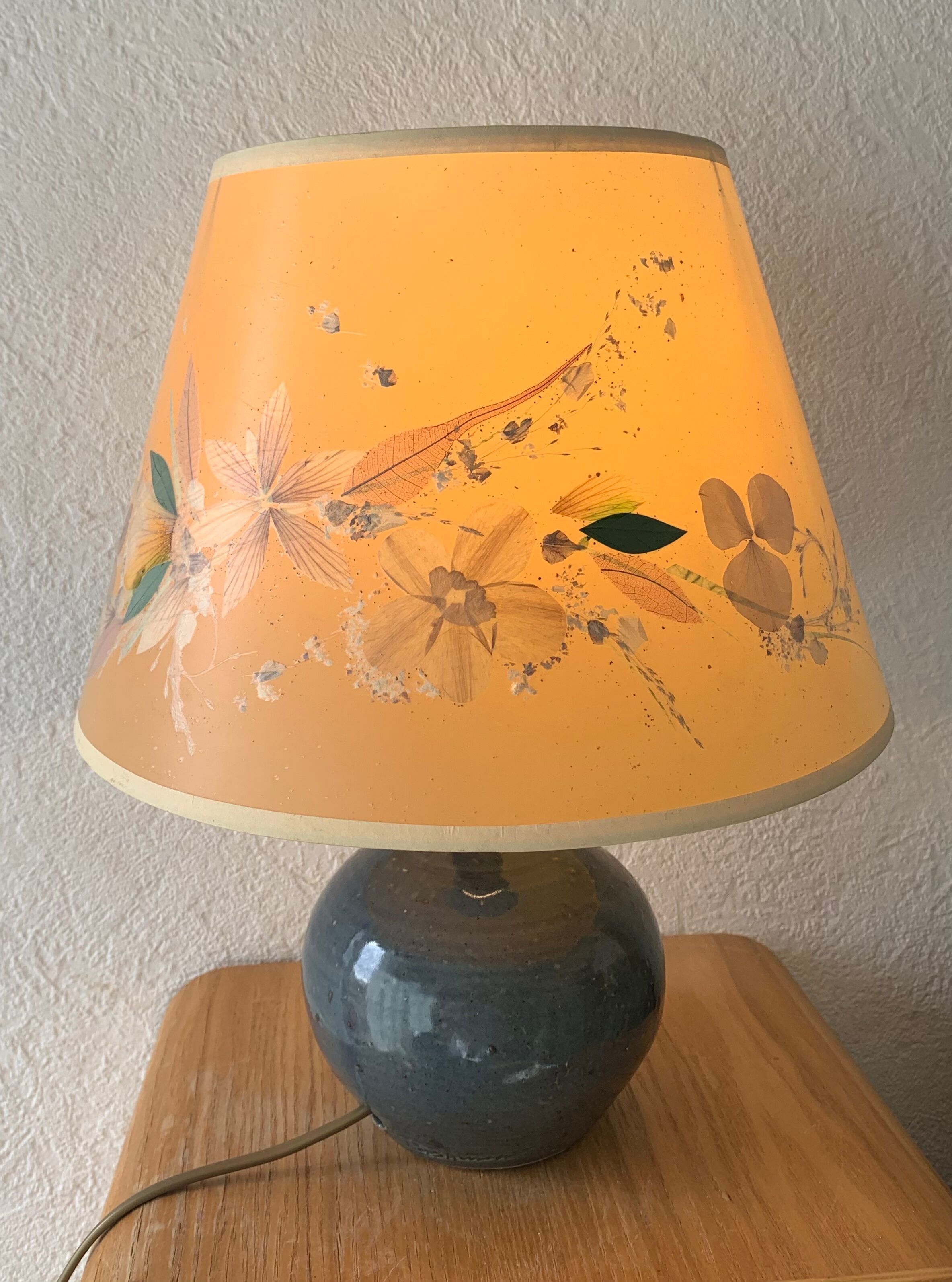 Baudat blue enamel stoneware lamp