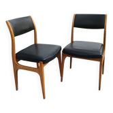 Chaises scandinaves vintages bois et skaï