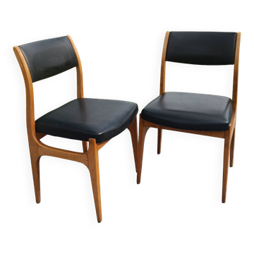 Chaises scandinaves vintages bois et skaï