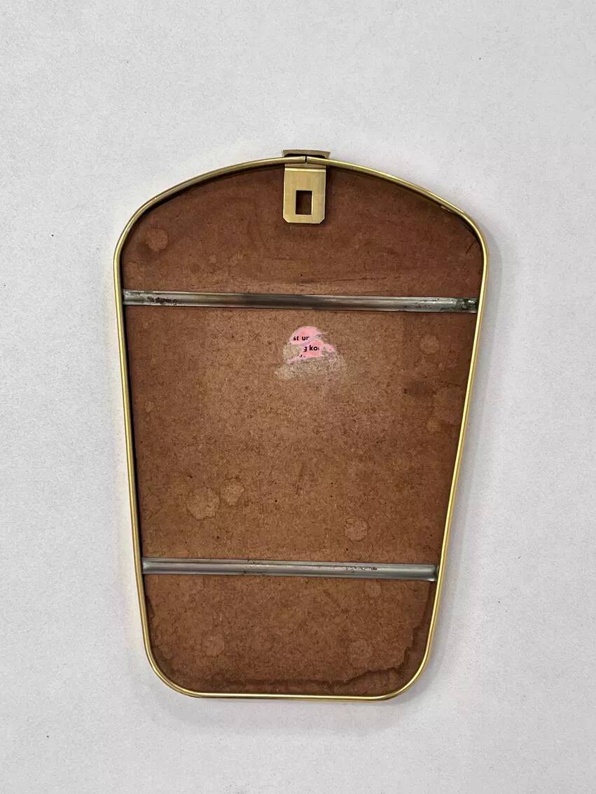 Rear view mirror and free form from the 60s brass frame highlighted with black
