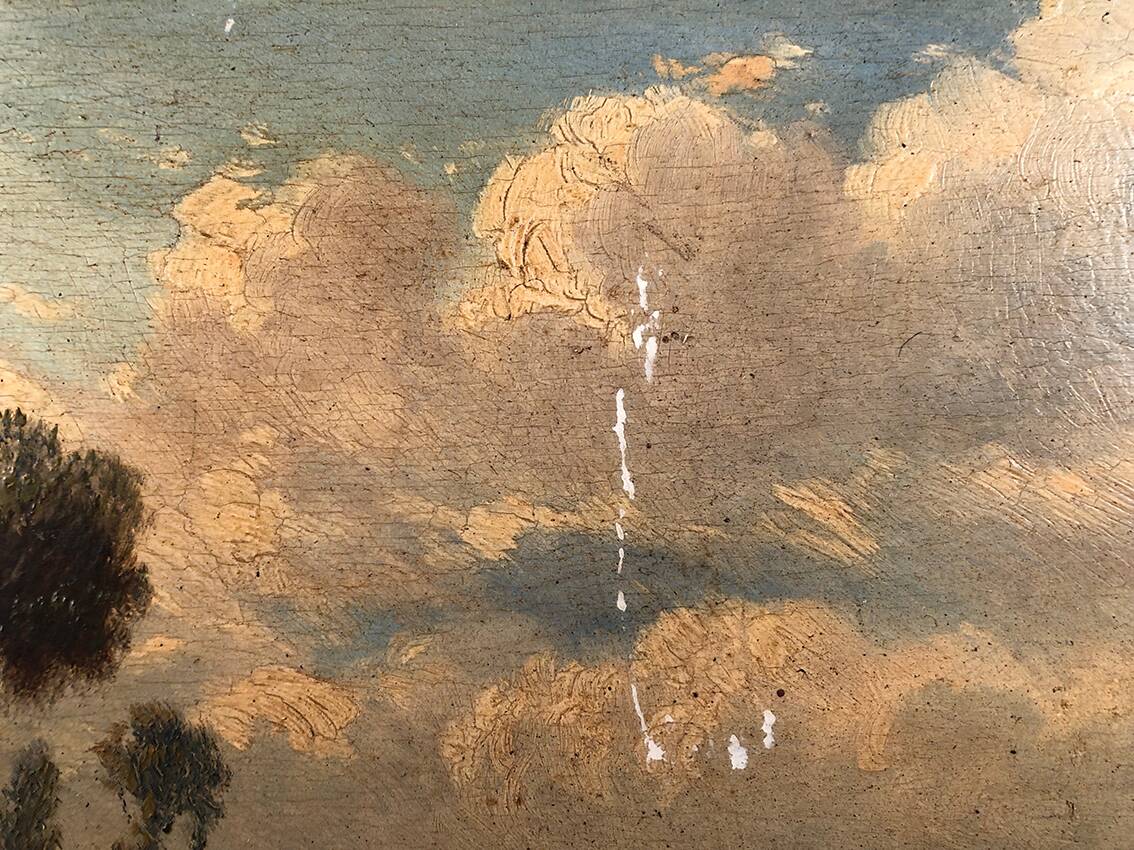 Godchaux. Oil on panel, animated landscape. 19th century
