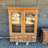 Old display cabinet in raw wood