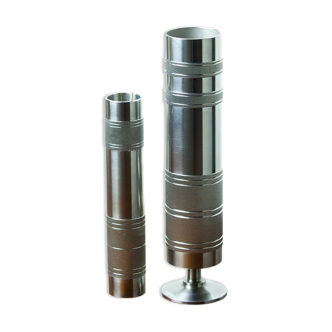 Pair of brutalist steel vases