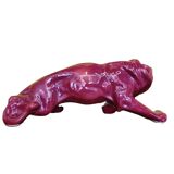 French Art Deco red glazed Ceramic Statue Of A Lion, 1930s