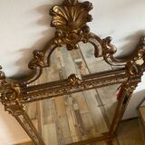 Antique mirror with gilded pediment from Maison Deknudt