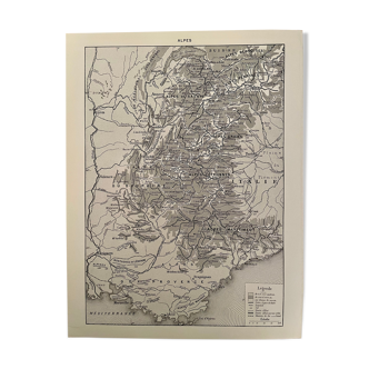 Old map of the Alps from 1928