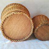 Lot of 2 rattan pot caches