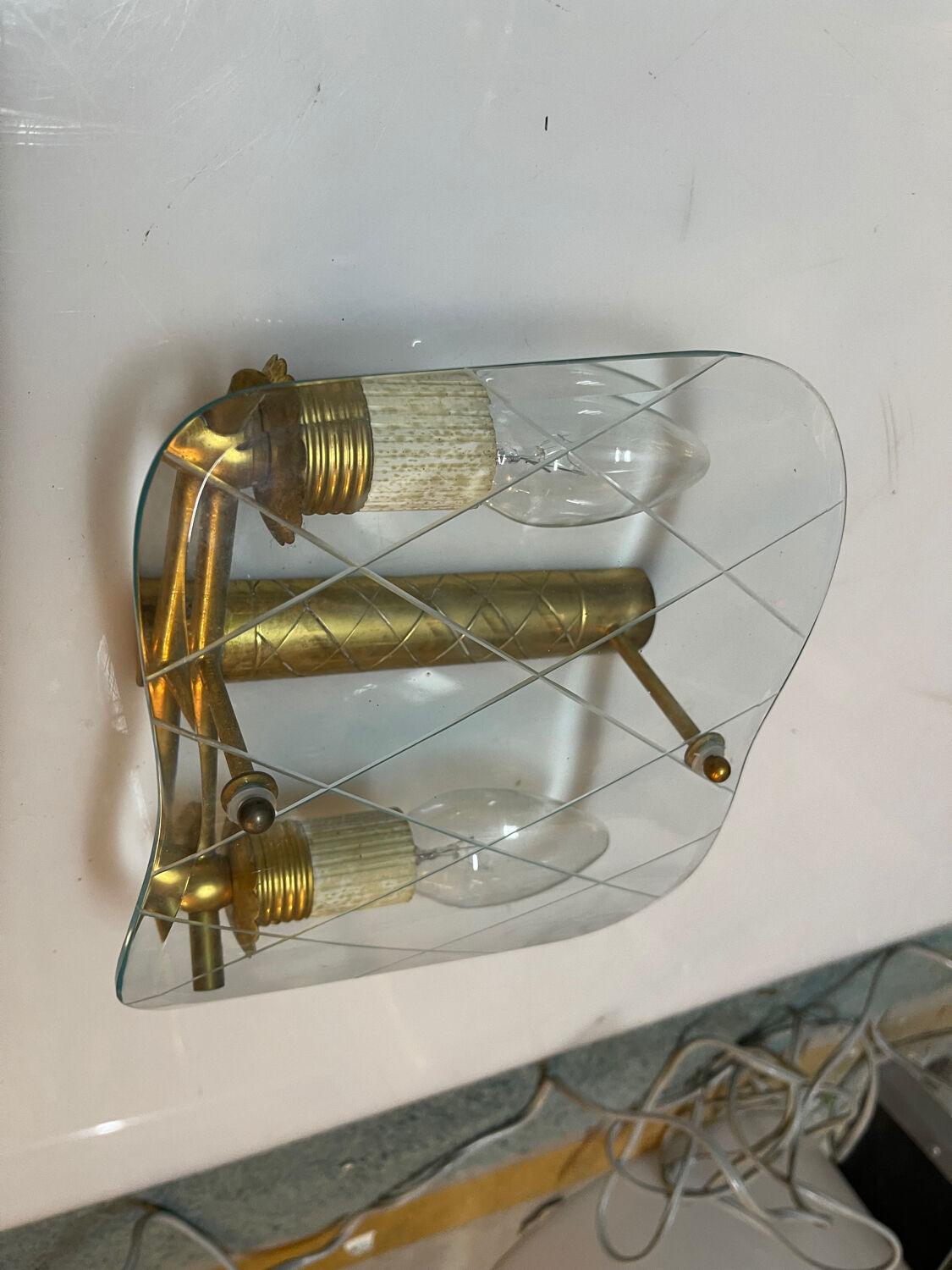 Italian Brass Glass Sconces 1950’s