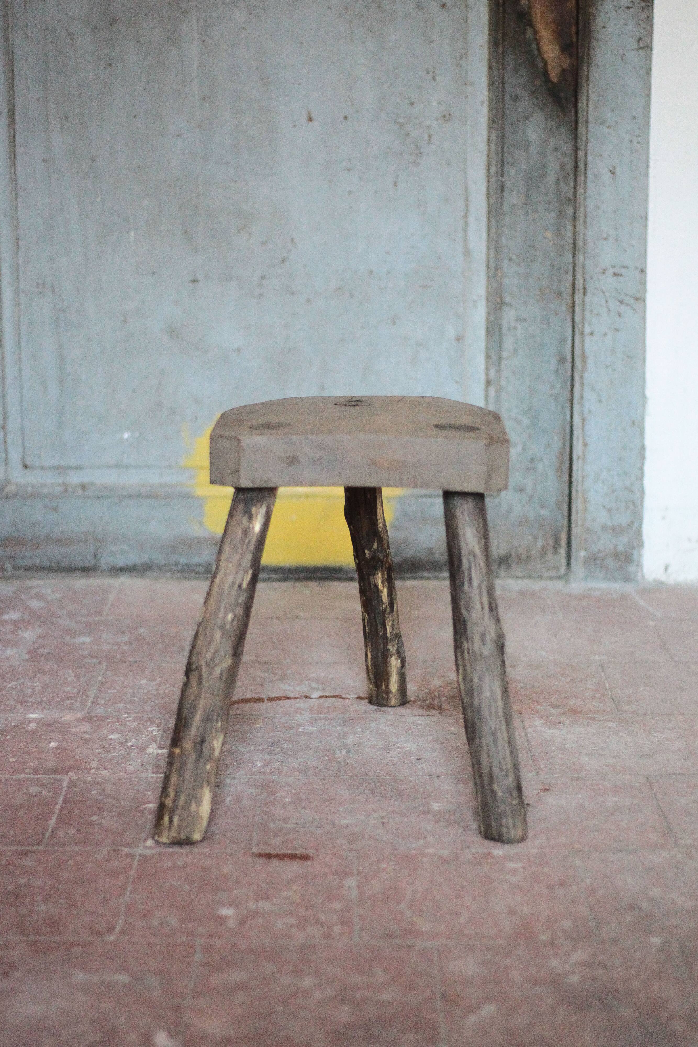 Vintage stool, wooden stool, tripod stool, plant stand
