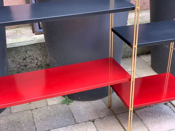 Étagère string noir et rouge, 1960