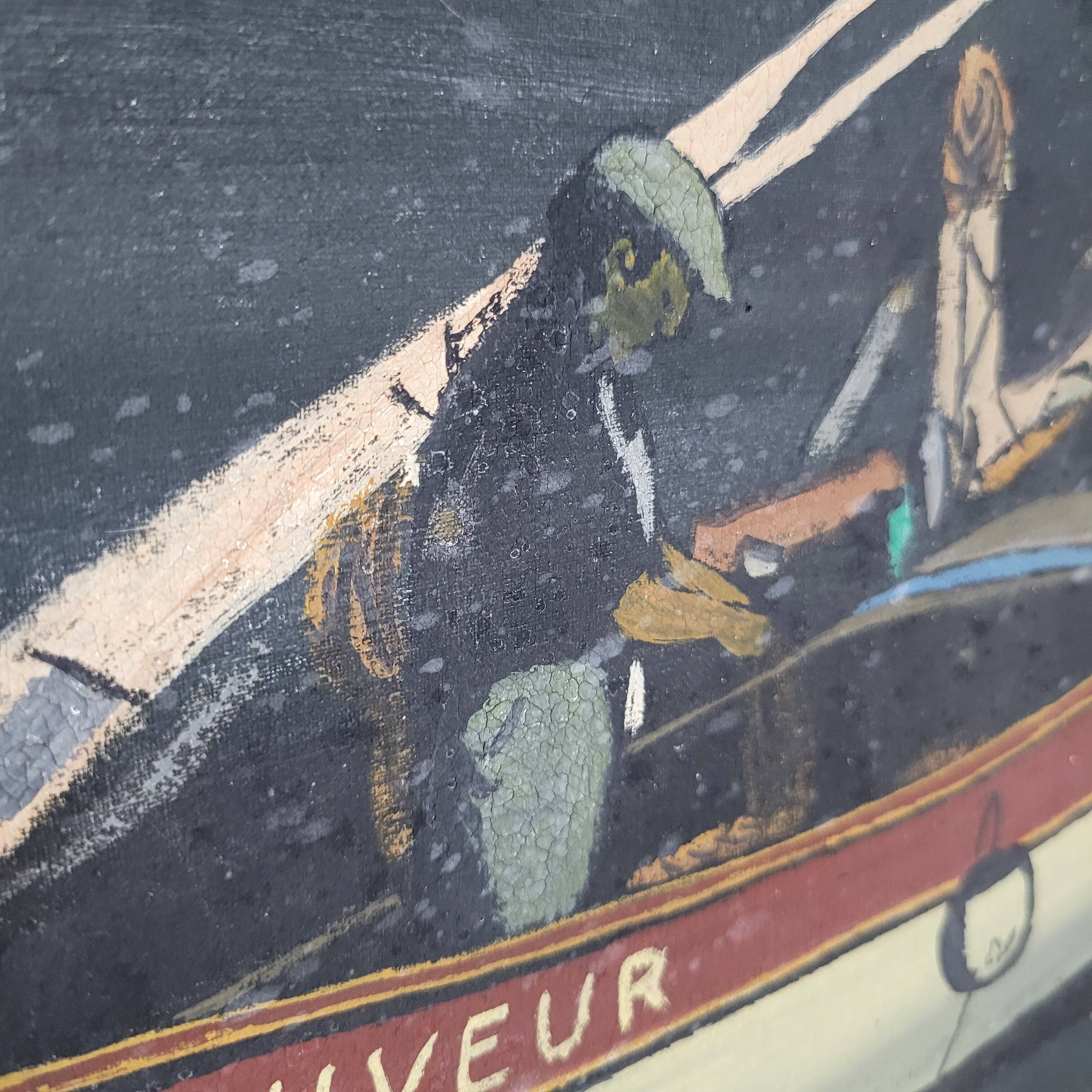 Oil painting on canvas in the style of Corto Maltes 20th century