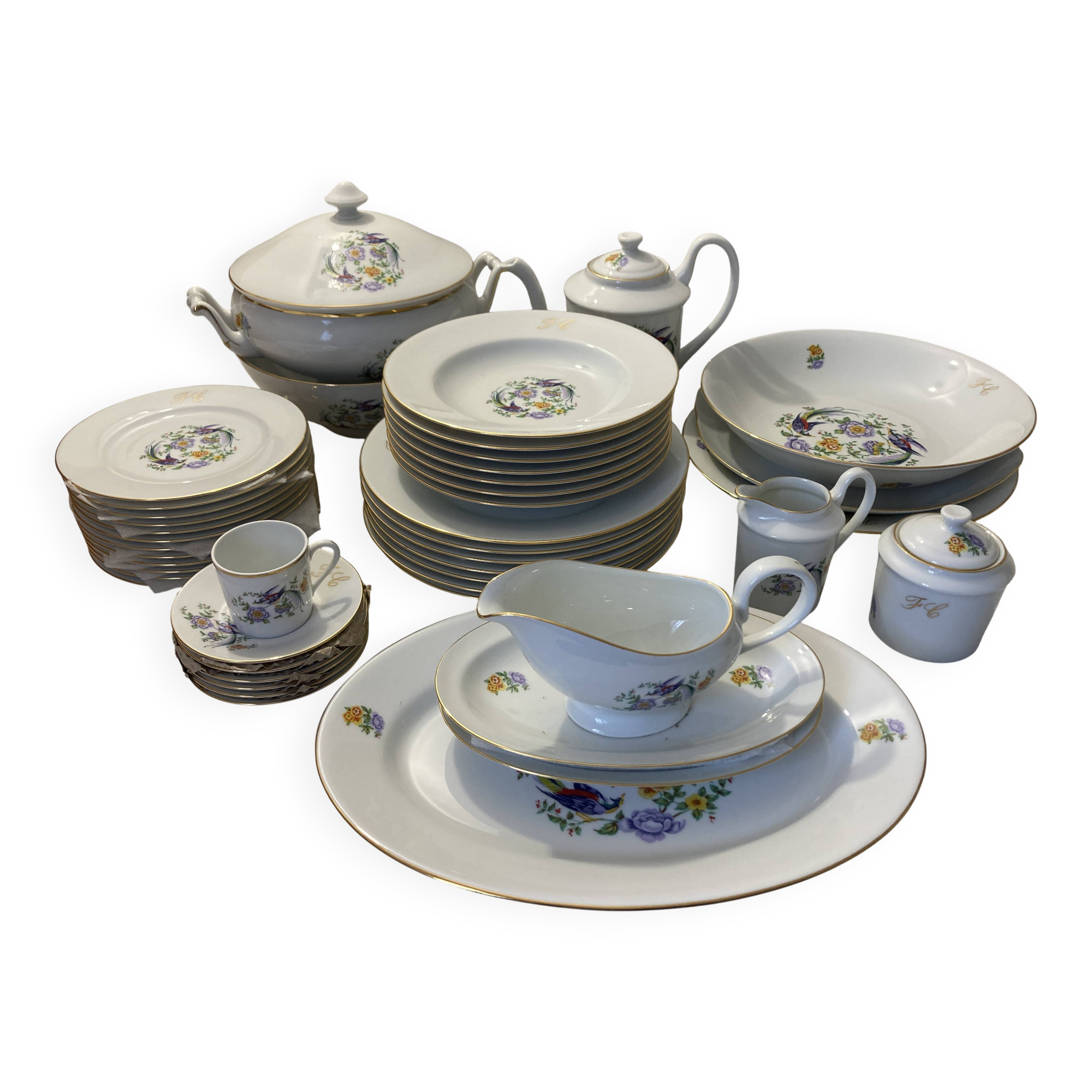 Limoges porcelain service paradise bird