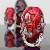 Mid-Century Modern Handmade Crystal Vases in Bright Red by Börne Augustsson