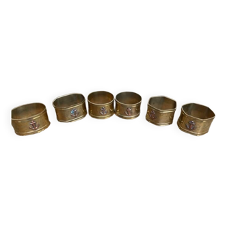 6 brass napkin rings