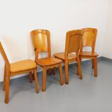 Set of 4 vintage chairs in pine from the 70s