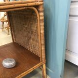 Bamboo and rattan bedside table