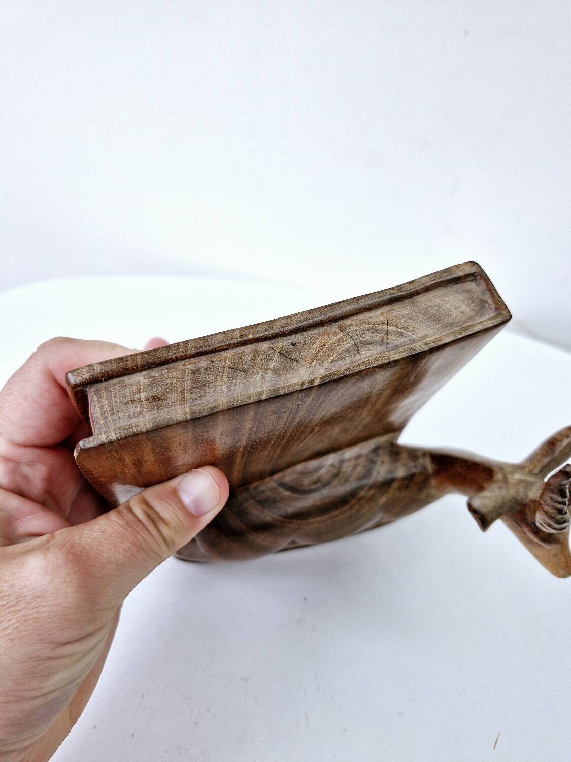 Old antelope bookend in hand carved wood