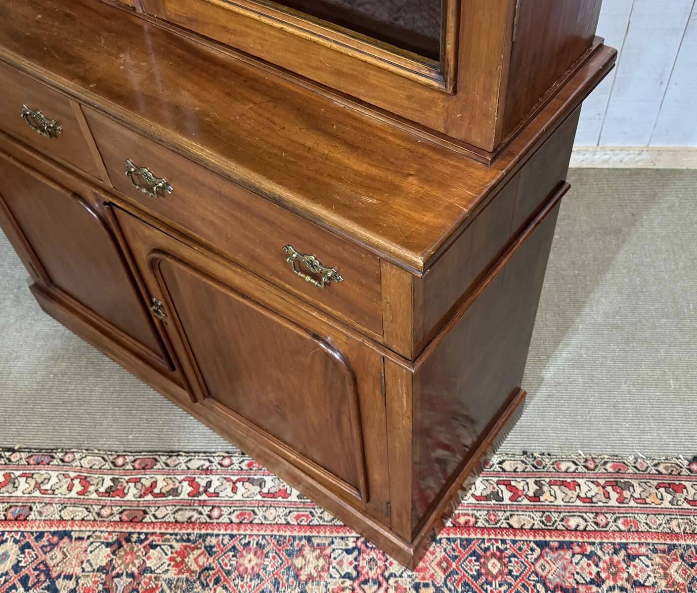 Victorian 19th-century mahogany two-body library