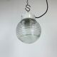 Vintage White Porcelain Pendant Light with Ribbed Glass, 1970s