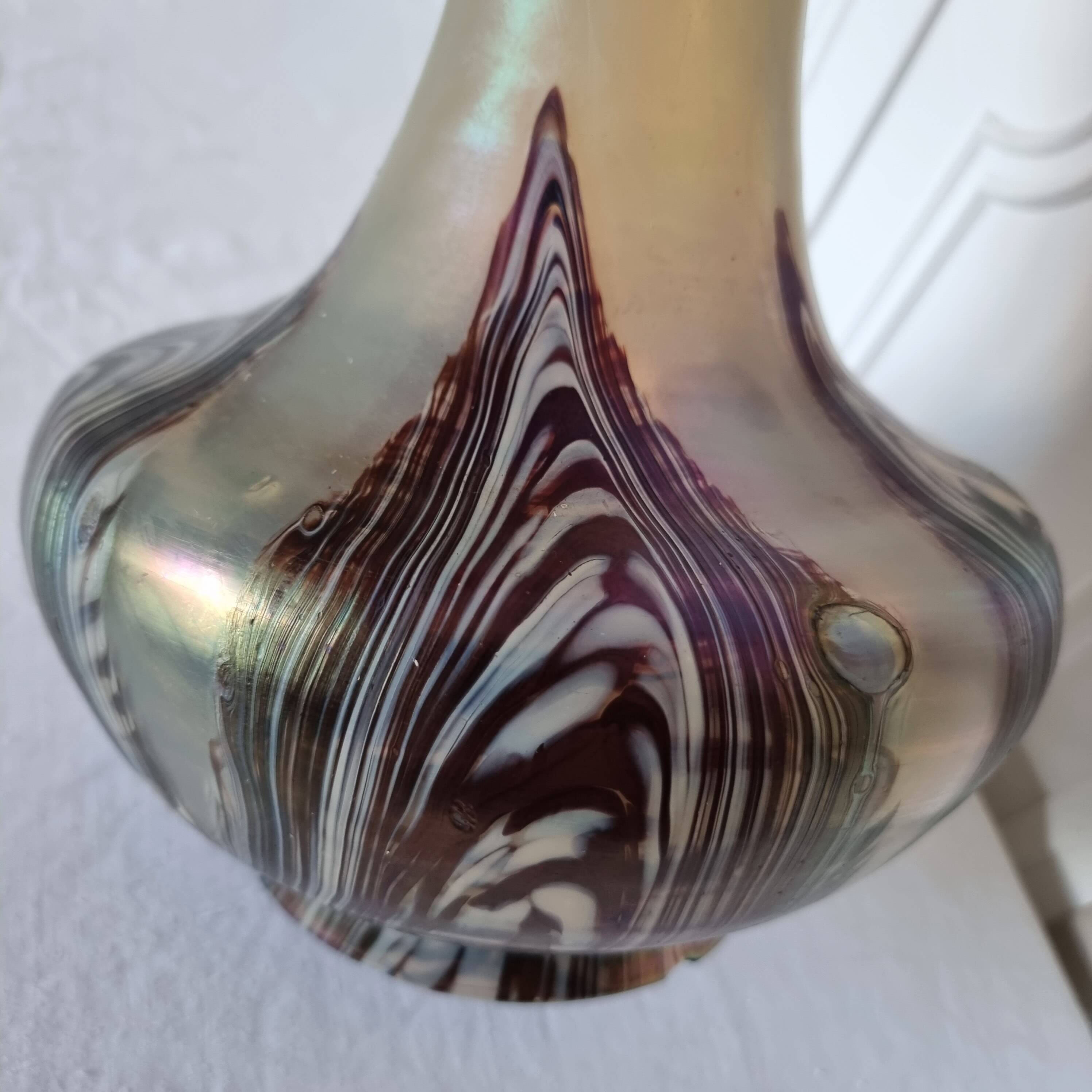 Large early 20th century Loetz Bohemia iridescent art glass vase
