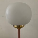 Lampe vintage en métal et opaline années 70