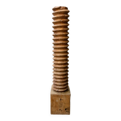 Vis de pressoir en bois sculpté  – Objet déco/indust
