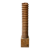 Show the carved wooden press – Decorative/industrial object