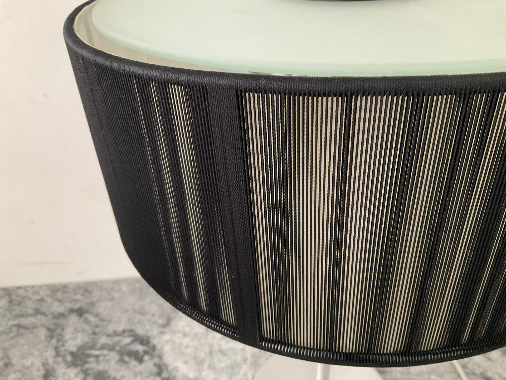 Brushed aluminium and glass design lamp