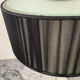 Brushed aluminium and glass design lamp