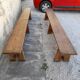 Pair of oak old farm benches 2m71