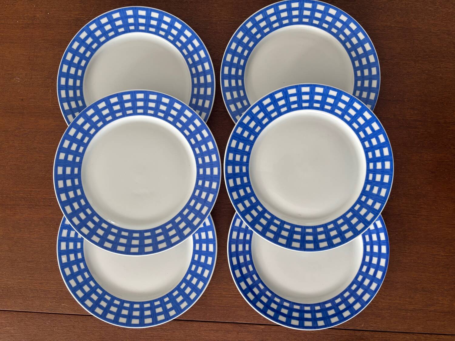 Set of 6 Guy Degrenne dessert plates, vintage blue pareo model - serv