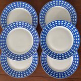 Set of 6 Guy Degrenne dessert plates, vintage blue pareo model - serv