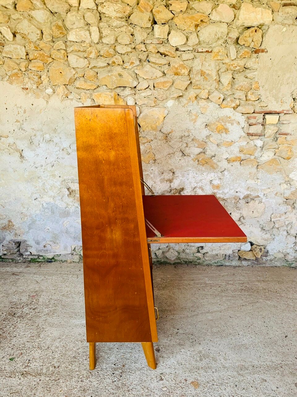 Vintage secretary on feet compass Scandinavian style, circa 50's