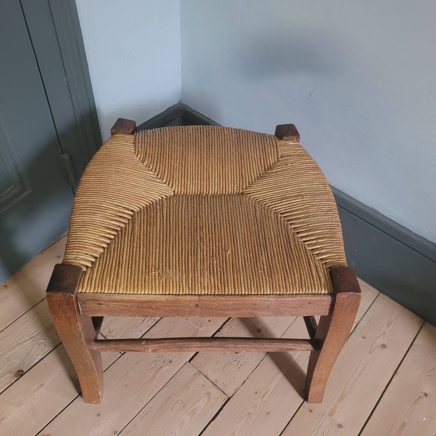 40s wooden and straw stool