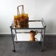 Chariot de bar aluminium 2 plateaux miroir 60's.