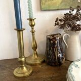 Golden brass candle holders