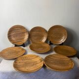 Six flat fish plates in Chantilly wood-effect ceramic