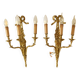 Pair of gilded bronze wall sconces with three lights