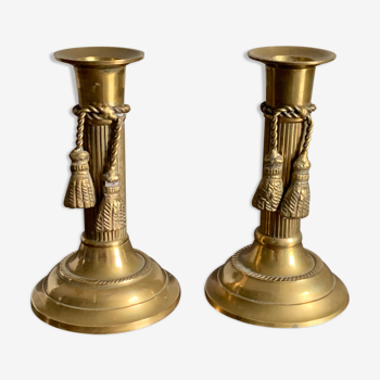 Golden metal candle holders