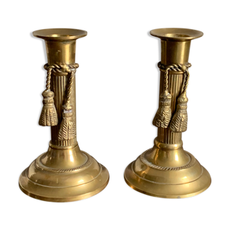Golden metal candle holders
