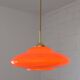 Vintage Orange Glass Pendant Light MCM Space Age Style Hanging Lamp 1970's