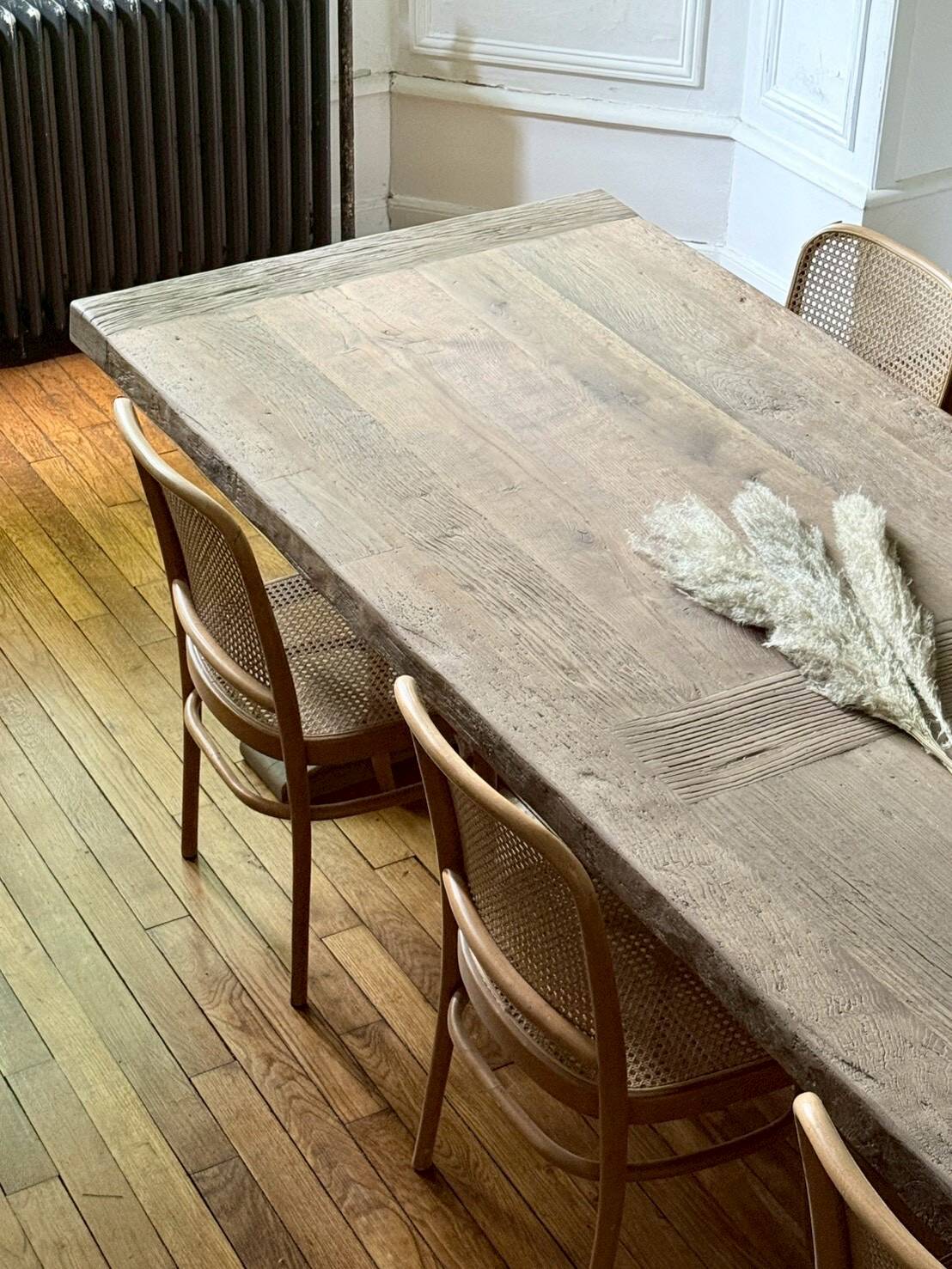 Monastery table - sun - in solid old oak - length 375 cm