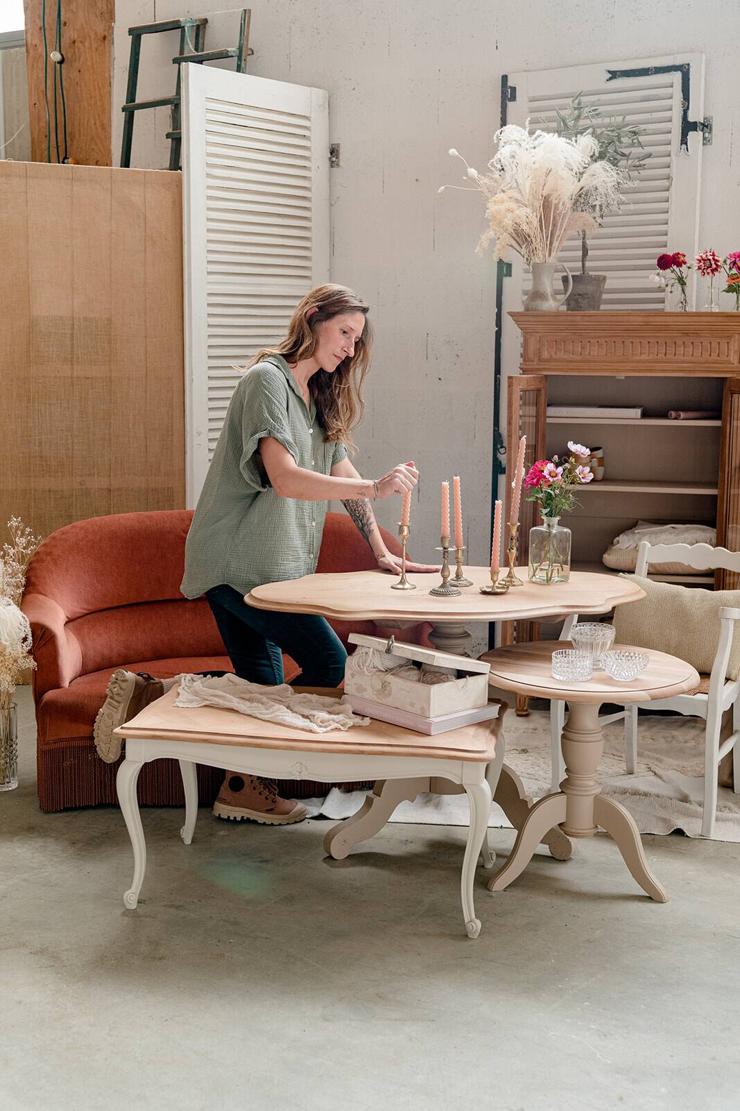 Old wooden pedestal table