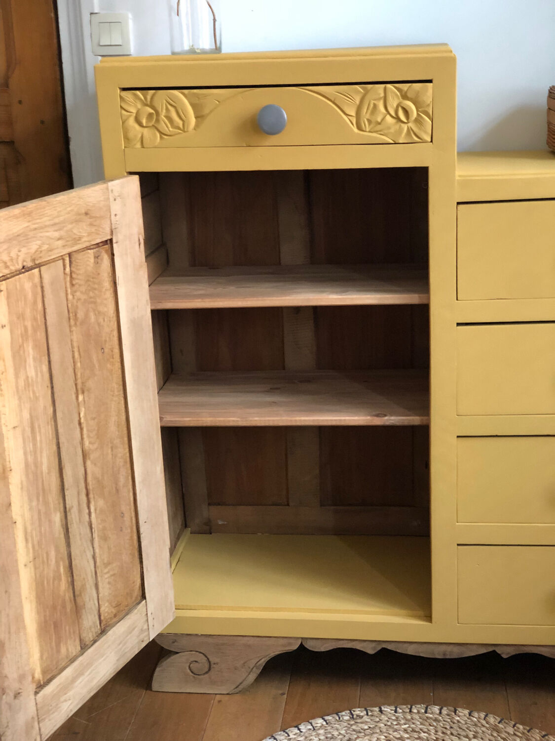 Asymmetrical vintage chest of drawers