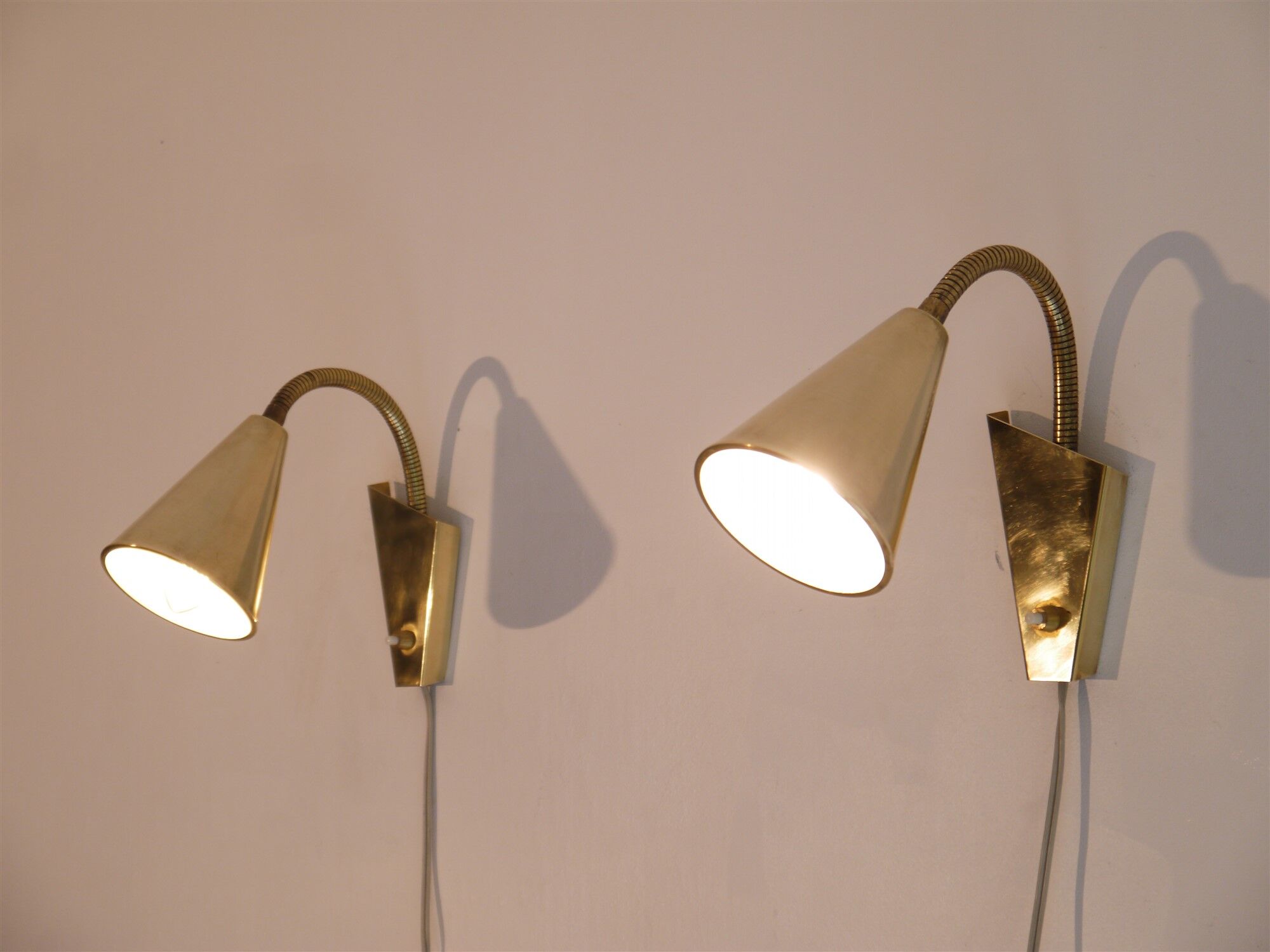 Pair of wall lamps brass 1960