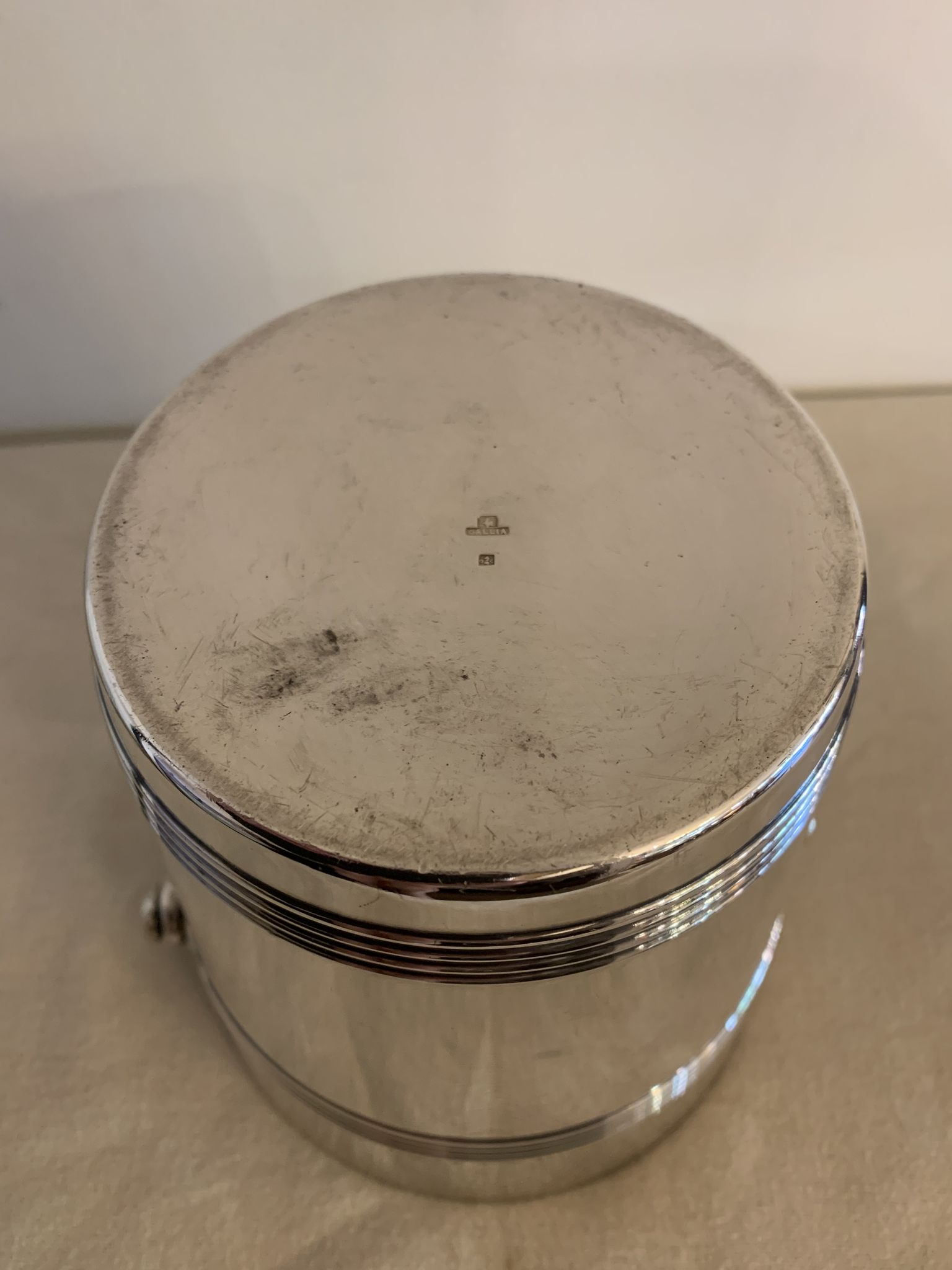 Pair of luc Lanel Christofle Gallia silver metal ice buckets 1940
