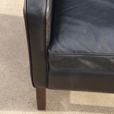 Vintage black leather scandinavian wingback chair Lulu Stouby