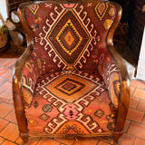 Pair of Roche Bobois armchairs — limited edition in oriental kilim