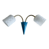 Vintage 50s Blue Glass Wall Lamp